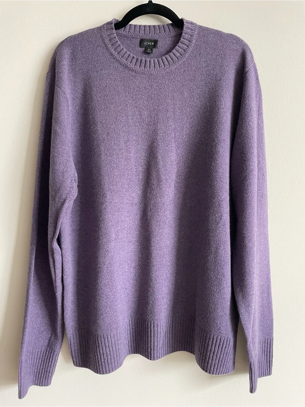 J. Crew Rugged Merino Wool Blend Heathered Purple Crewneck Sweater Classic XL